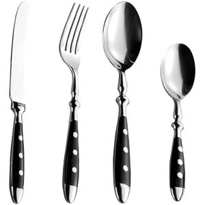Esmeyer Besteck-Set Nostalgie 229-080, Edelstahl 18/0, für 6 Personen, Kunststoffgriffe, schwarz / silber, 24-teilig