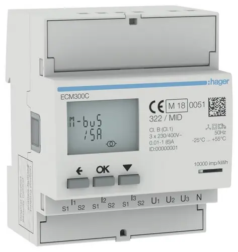 Hager ECM300C Wechsel-, Drehstromzähler 1St.