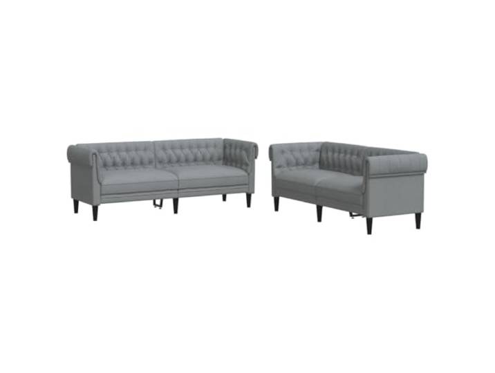 GHVBNMF 2-TLG. Sofagarnitur Hellgrau, 2-Sitzer & 3-Sitzer Couch Stoff Hellgraues Couch-Set fürs Wohnzimmer: Dick gepolsterte Sitzflächen und stabile Holzbeine sorgen für Bequemlichkeit.