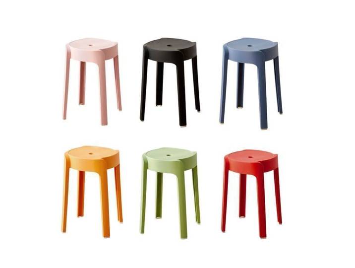 Tabouret en Plastique - FLASIDU - Lot de 6 - Empilable - Portable - 30cm Diamètre - 46cm Hauteur