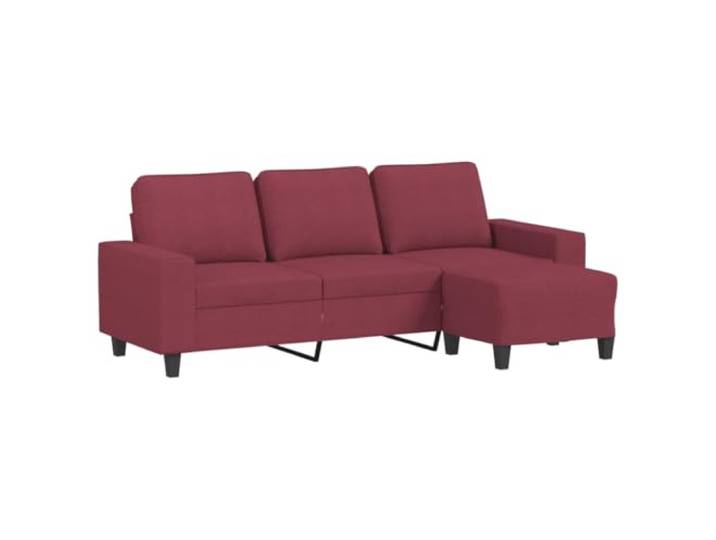 GHVBNMF 3-Sitzer-Sofa mit Hocker Weinrot 180 cm Stoff Couch 2-Teilig Bequeme Polstercouch aus strapazierfähigem Stoff mit Metallgestell und Fußhocker für das Wohnzimmer, 110 kg Tragelast.