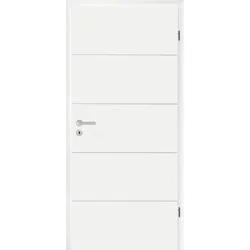 Hörmann DesignLine Holz-Türblatt - Stripe 15 mit 4 Linien - RAL 9016 Verkehrsweiß  - 610 x 1985 - DIN rechts - mit Schlüssellochbohrung