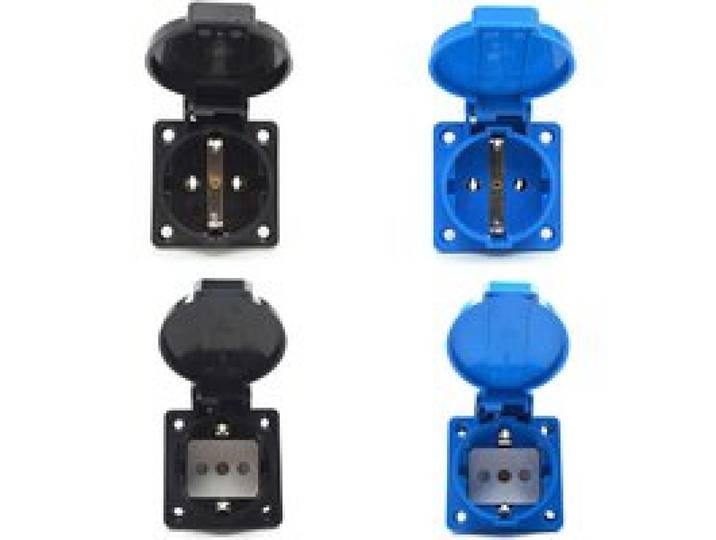 Zwart Blauw Ronde Cover 50*50mm EU Industrie AC Stopcontact IP44 Europa Duitsland 16A 250V Aarding Outdoor Waterdichte Socket