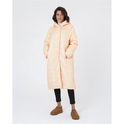 Steppmantel FRESHLIONS "Eva", Damen, Gr. M, beige, 100% Polyester, kariert, unifarben, normal, Mäntel Steppmantel, im schimmernden Design