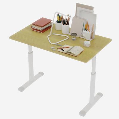 STILVORA Schreibtisch höhenverstellbar 90x100x60 cm mit Handkurbel Metall Holz Optik Holz für Home Office Studium kompakt stabil