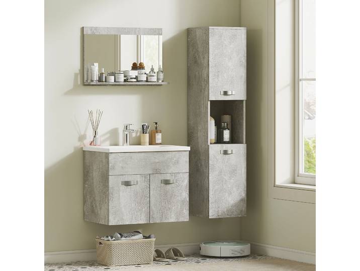 kleankin Meubles Salle de Bain 3pcs Gris Suspendus