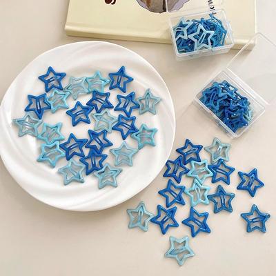 DynamicDeals Sweet Starshine Star Hair Clips Set Colorful Kawaii Hair Barrettes For Girls blue 20pcs