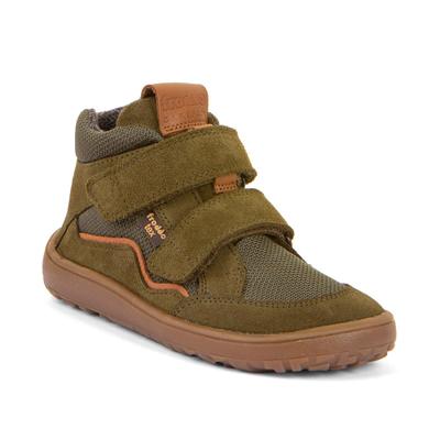 Barfußschuh FRODDO "BAREFOOT TEX AUTUMN", Mädchen, Gr. 33, Textil, grün (khakifarben), Textil, Veloursleder, Schuhe Barfußschuh, Klettschuh, Winterstiefel mit TEX-Membrane