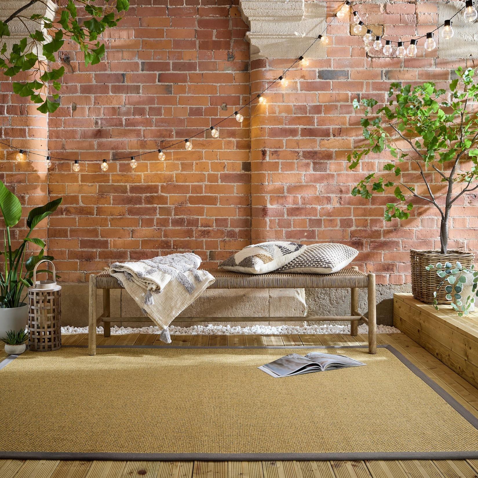 Outdoor-Teppich Bordüre Natur-Grau 200 x 290 cm - KEER Kadima Design