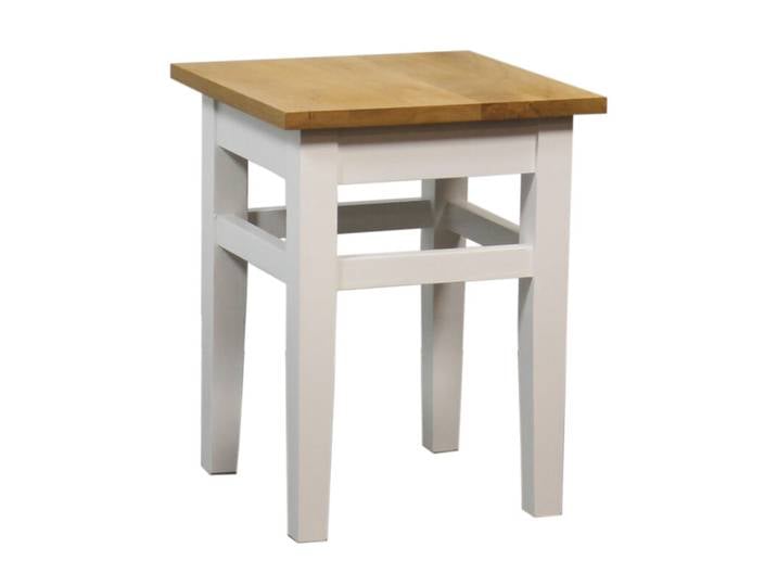 Vintage Hocker Weiß Massivholz mit Eichenplatte