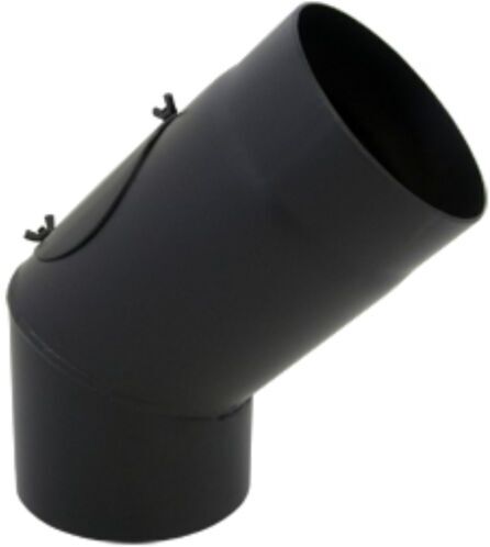 Bertrams ST-Pu Segmentbogen 08SBRV45-120L 45°, 120 mm, geschweißt, pulverbeschichtet, schwarz, Reinigungsöffnung