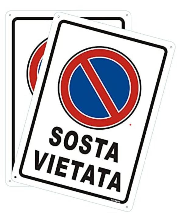 Verkeersbord Sosta Vietata van hout