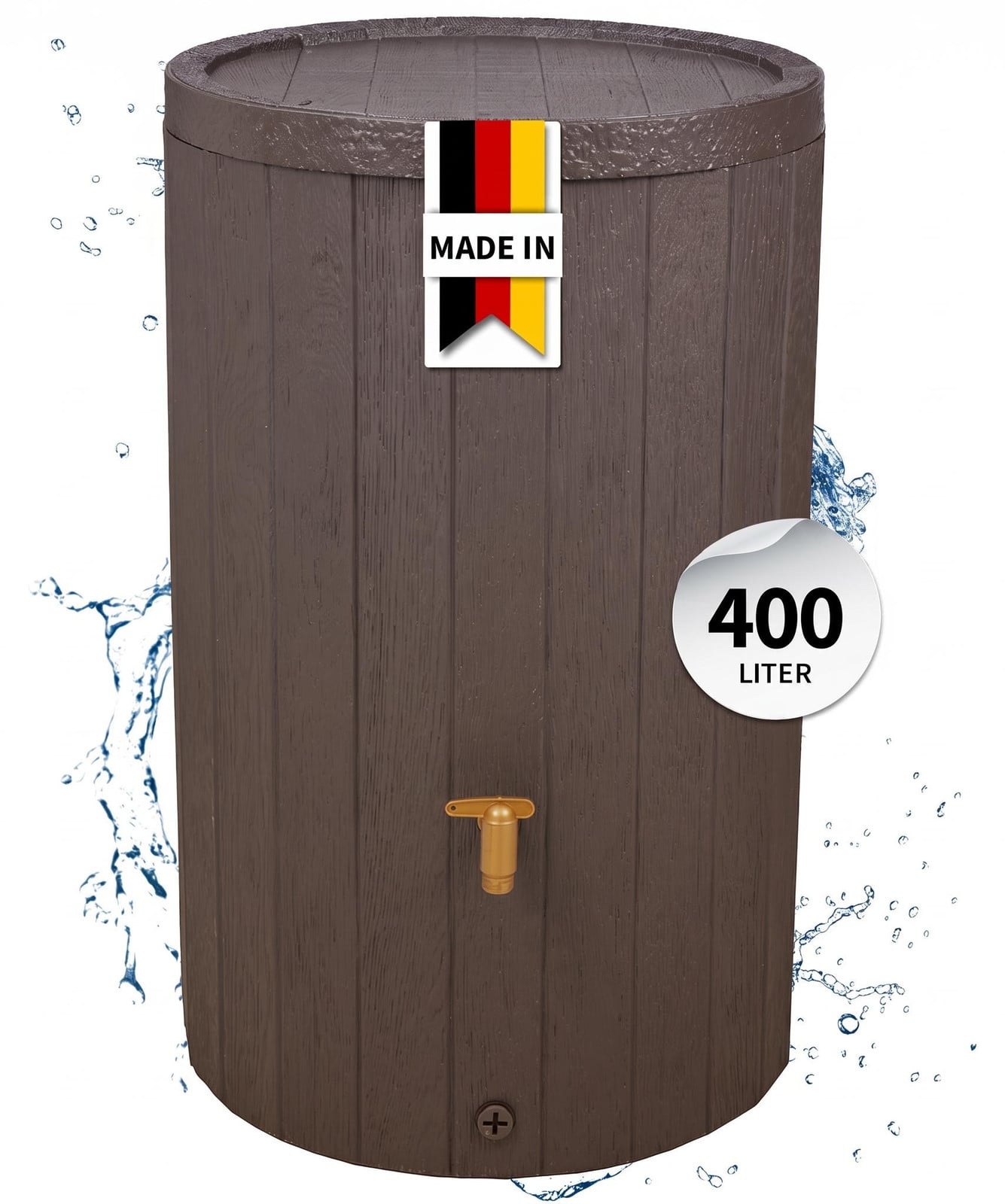 4rain MADERA Regenton, 400 liter, bruin