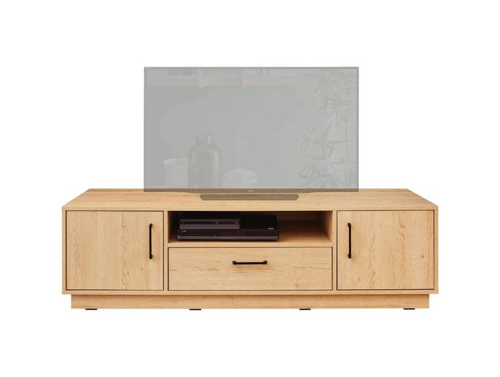 TV-Schrank TISANE mit Schränken und Schublade 160x50cm, Eiche Biscuit