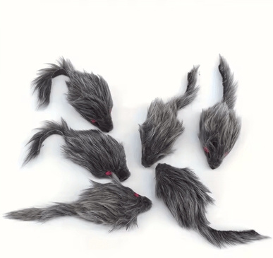 Inspire Picks Plush Mouse Cat Toy Set Interactive Hunting & Teasing Toys For Cats gray 100 Pcs
