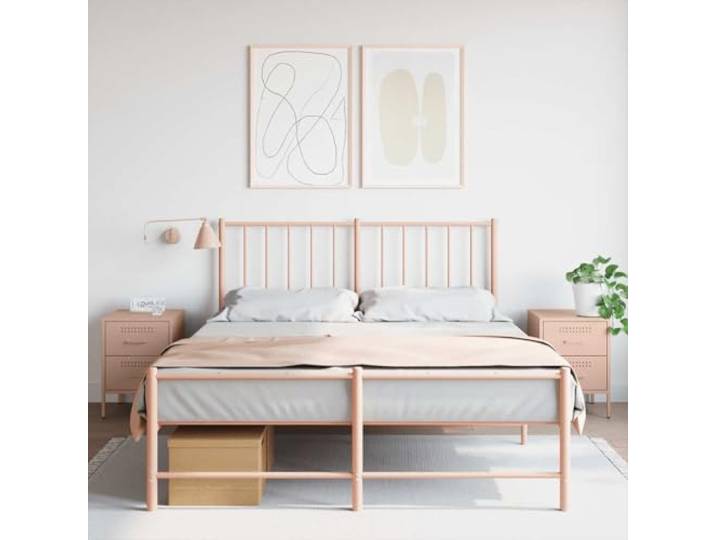 HEFZGDB Industrieller Nachttisch 2 STK. Rosa 36x39x50,5 cm Stahl mit 2 Schubladen Stauraum, robuster Beistelltisch für Wohnzimmer, multifunktionales Metallmöbel, langlebiges Design,