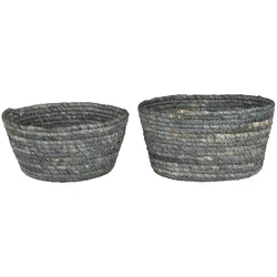 IB Laursen Korbsatz 2er Set aus Seegras, Blau