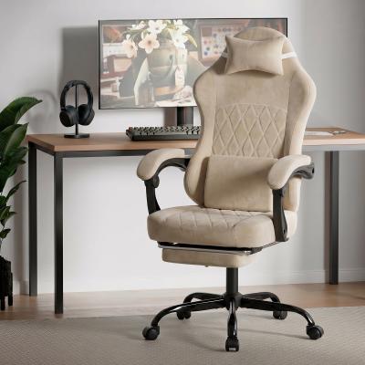 toswini Velvet Reclining Gaming Office Chair with Massage Lumbar and Linked Arms