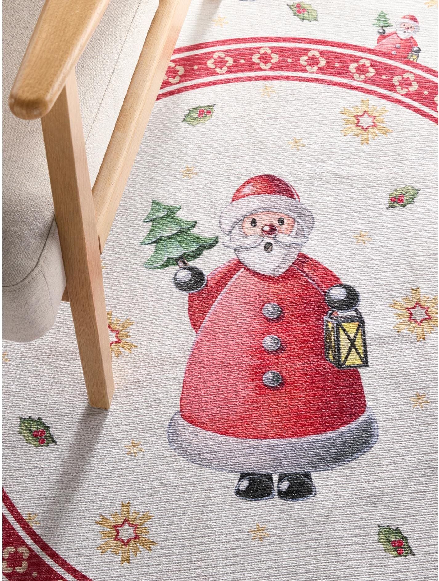 Designteppich VILLEROY & BOCH "Santa Claus 160 cm", rot, Ø:160cm, Polyester, Teppiche, Designteppich rot Ø 160cm 1 Stk., Ø 160cm