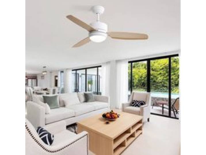Plafonnier ventilateur 46 pouces avec lumière 3 pales ABS 6 vitesses moteur DC télécommande
