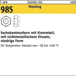 Sechskantmutter DIN 985 Klemmteil M5 Messing 100 Stück