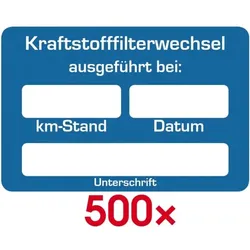 EICHNER 2 Rollen je 250 Kundendienst-Aufkleber »Kraftstofffilterwechsel« blau, 6x4 cm