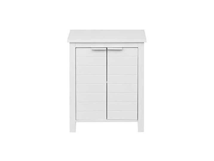 Rebecca Mobili Freistehender Badezimmer Schrank, Schrank für Waschküche Eingangsbereich, Weiß, 2 Türen, Modern, Feuchtigkeitsresistent - Maße: 60 × 48 × 30 cm (HxBxT) - Art. RE6684