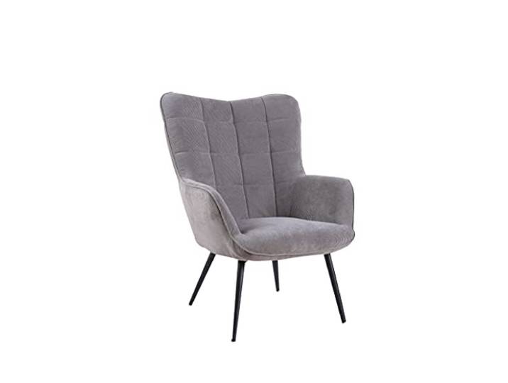 byLIVING Sessel UTA, Cord-Stoff grau, Gestell schwarz, B 72, H 97, T 80 cm Relaxsessel, Armlehnsessel