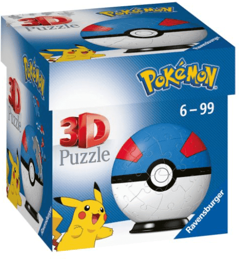 Ravensburger Pokémon Great Ball 3D Puzzle – 54 Pieces, 7.5 cm, Blue/Red/Black/White, Ravensburger Brand