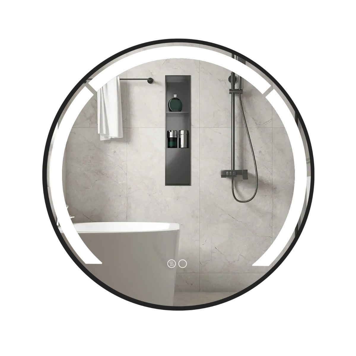 Costway Ronde Badkamerspiegel met Dimbare LED-verlichting en 3 Kleurtemperaturen, Diameter: 60 cm