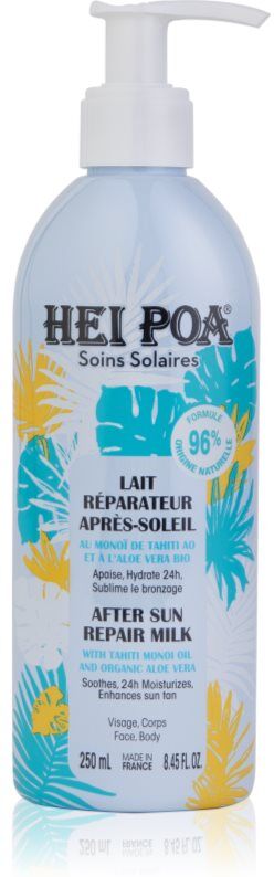 Hei Poa After Sun Monoi & Aloe Vera lait régénérant après-soleil corps et visage 250 ml