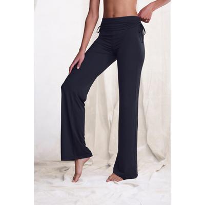 Jazzpants LASCANA, Damen, Gr. 36/38, N-Gr, blau (schwarz), Single Jersey, Obermaterial: 93% Polyester, 7% Elasthan, unifarben, Basic, lang, Hosen, mit Umschlagbund zum Raffen