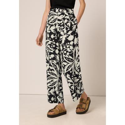 Culotte STREET ONE STUDIO, Damen, Gr. 36, Länge 28, schwarz, Stoff, 100% Viskose, geblümt, loose fit knöchelfrei, Hosen Culotte, Middle Waist