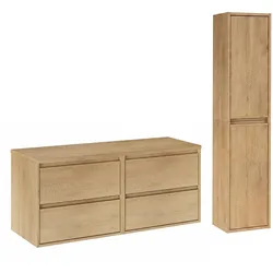 BADMÖBEL 120cm Edmé 2er-Set Holz