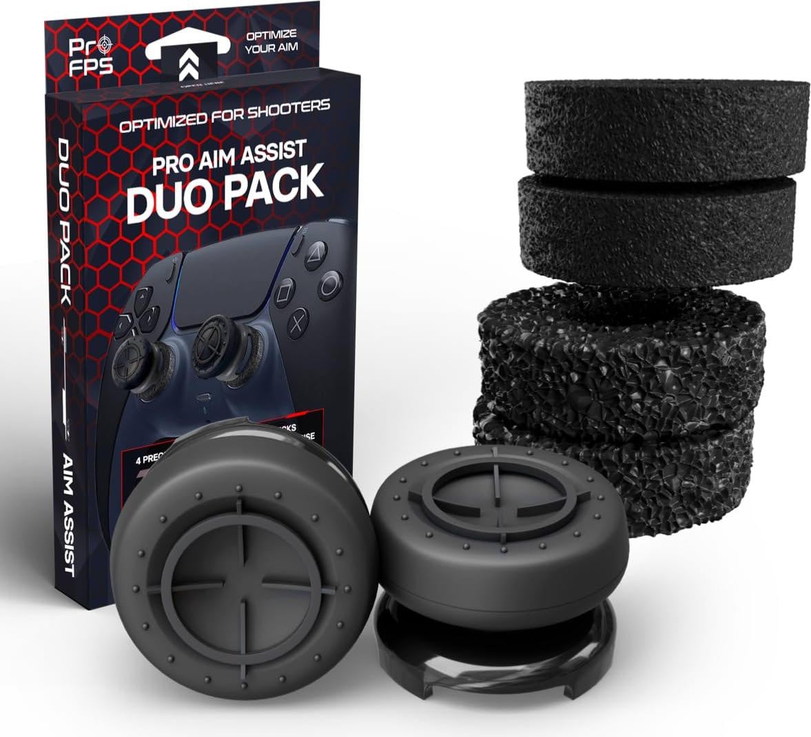 ProFPS Duo-pakket PS5 en PS4 accessoires - 4x precisieringen en 2x gemengde sticks - Zwart