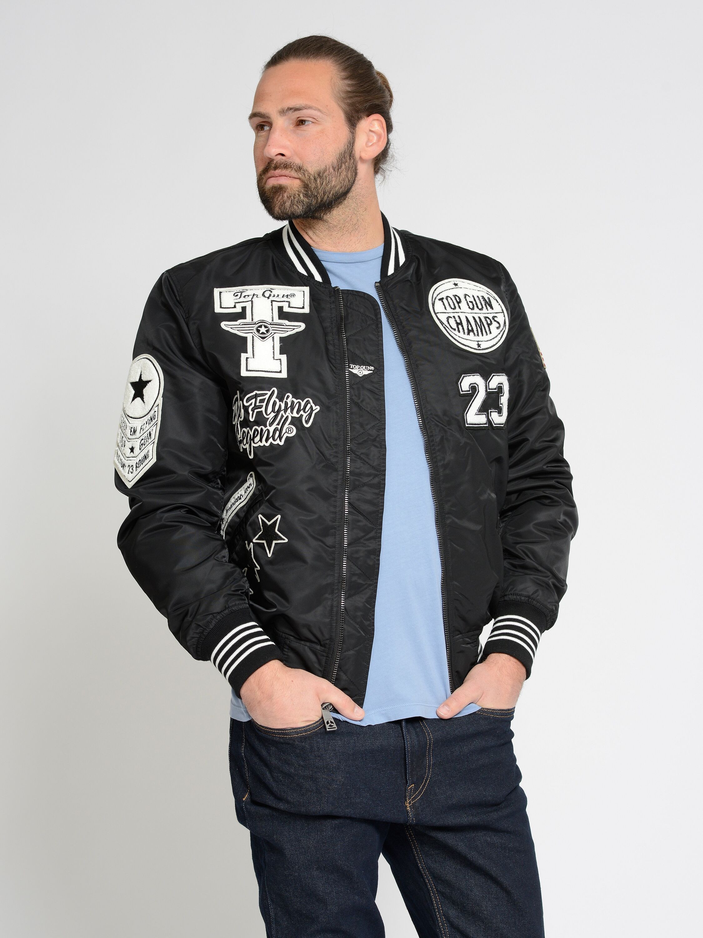 Bomberjacke TOP GUN "Bomberjacke TG22032", Herren, Gr. 3XL, schwarz, Obermaterial: 100% Nylon NY., Jacken Bomberjacke