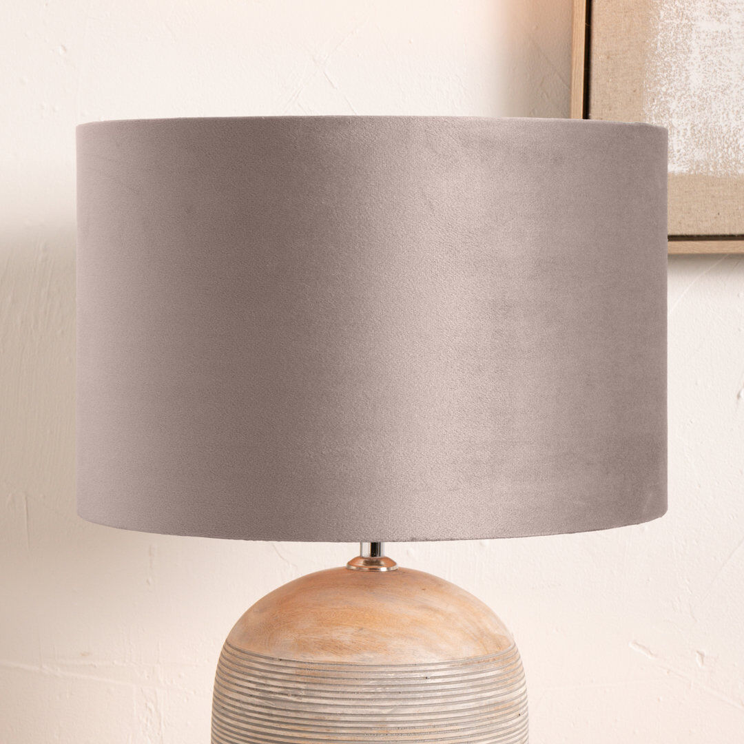 17 Stories Rene Velvet Drum Lamp Shade ( Uno ) Cream 29cm H x 45cm W x 45cm D