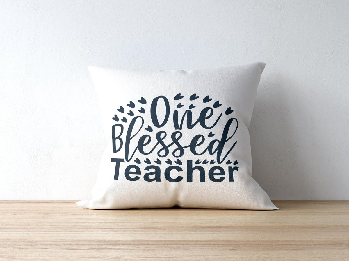 Sierkussen One Blessed Teacher - Cadeau voor Leerkrachten - Polyester