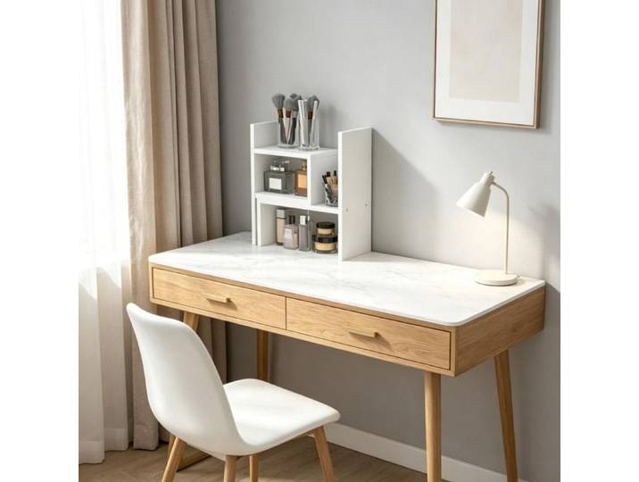 ROVRYN Étagère de bureau modulaire 2 parties en MDF blanc organiseur de bureau pour livres et accessoires