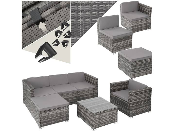 Rattan Lounge Lignano mit Sessel - grau