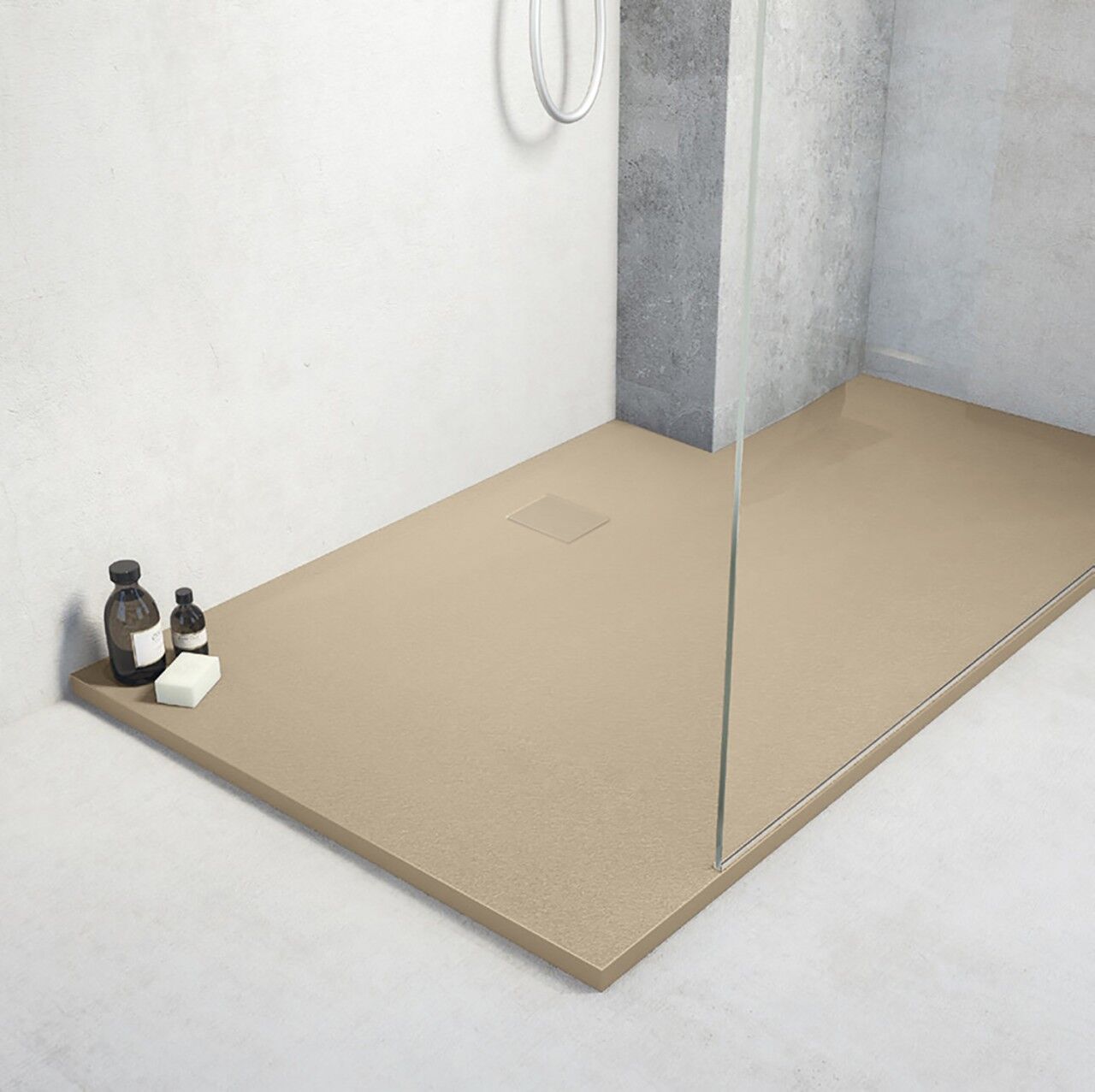 HSK Duschkabinenbau KG HSK Marmor-Polymer-Duschwanne, 90 x 140 cm, Steinoptik, Farbe: steingrau mit Antislip-Beschichtung 5825140-A-steingrau