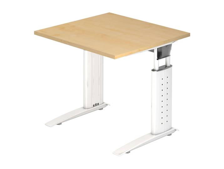 UNDA 8 W Schreibtisch 80 x 80 höhenverstellbar Ahorn/Weiß