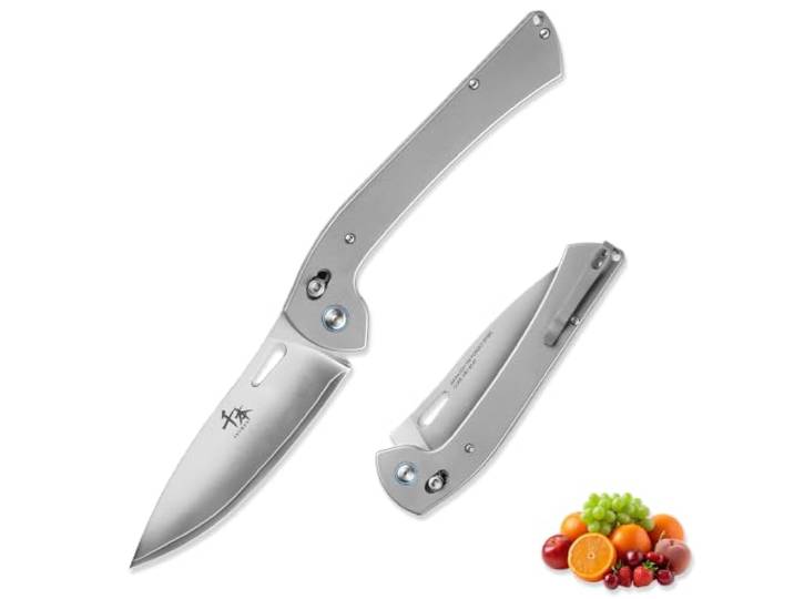 SENBON Klapp‑Obstmesser, ZDP‑189‑Pulverstahl, flacher Titan‑Griff Klappbares Outdoor‑Kochmesser, Obstmesser, hohe Härte, langanhaltende Schärfe, tragbares Camping‑Küchenmesser, Outdoor‑Messer