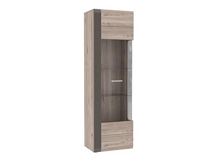 FORTE Locarno Vitrine mit 1 Glastür, Holzwerkstoff, Nelson Eiche kombiniert mit Grau Matt, 60,2 x 196,9 x 41,1 cm