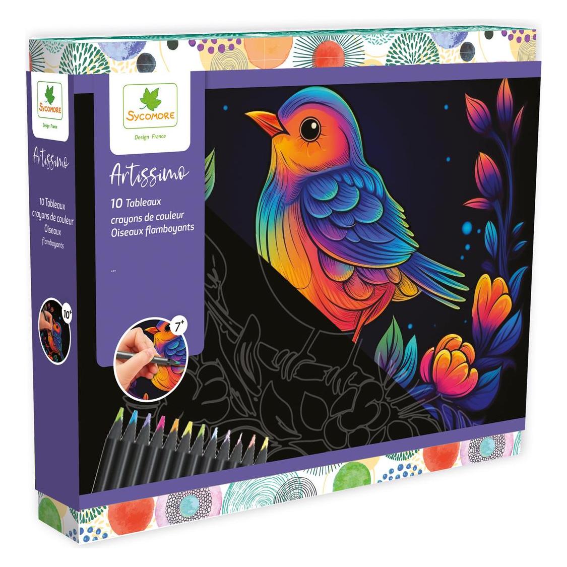 Sycomore Artissimo Gm Tableaux Crayons De Couleur Oiseaux Flamboyants (Fr-De-It) (CREA066)