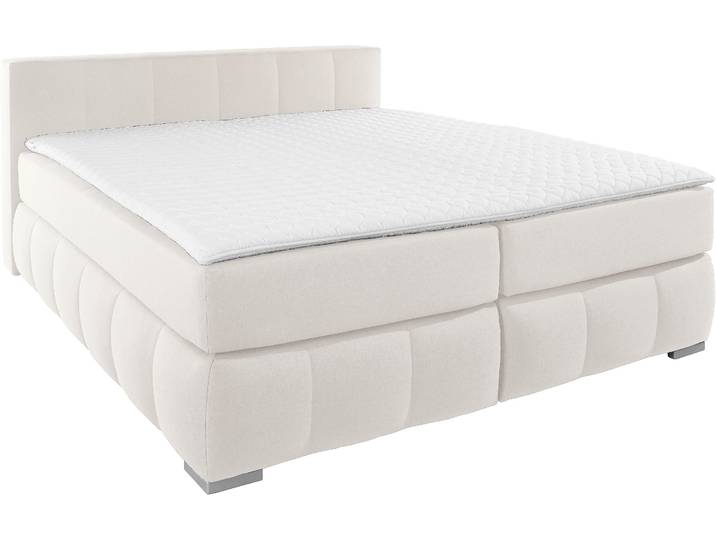 Boxspringbett HOME AFFAIRE Chelles , beige (natur), B:187cm L:245cm, Samtoptik (100% Polyester);Bezug der Spiegelfläche Matratzendrell aus 100% Polyester;Struktur fein 100% Polyester), Komplettbetten, Boxspringbett, inkl. Topper,, in XXL- Überlänge 220 cm, Unterbox mit feine Wölbung