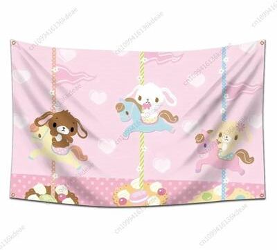 Inspired Finds Kawaii Sugarbunnies Cartoon Tapestry For Cute Aesthetic Room Decor 137.80x70.87in