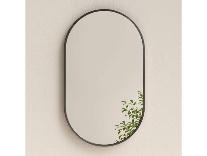 Emke Wandspiegel Umweltfreundlicher Glasspiegel Ovale Schwarz 100/60/2 cm, 60x100x2 cm, Spiegel, Wandspiegel