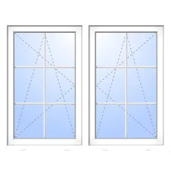 Kunststoff Fenster 2-flügelig symm Dreh-Kipp/Dreh-Kipp HENRY fester Pfosten 3-fach verglast Weiß RAL 9016 beidseitig innen öffnend Seitenunabhängig