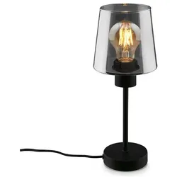 Briloner, Tischlampe, Tischleuchte, schwarz, Rauchglas, 1xE27/max.10W (E27)